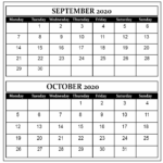 September October Printable Calendar
