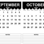 September October Printable Calendar