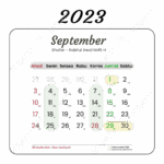 Septiembre 2023 Calendario Hijri Vector PNG Calendario Calendario
