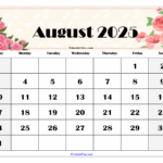 Show Me August Calendar 2025 Pouya Samuel