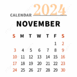 Simple Calendar For November 2024 Two Thousand And Twenty Four
