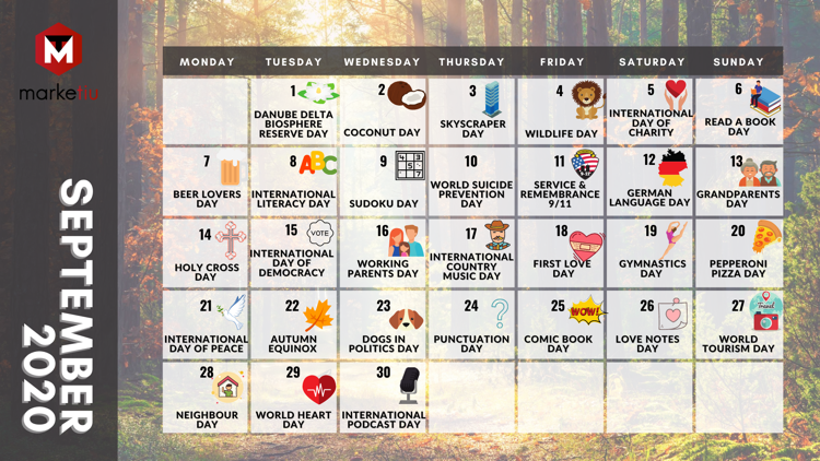 Social Media Holidays Calendar For September 2020 Marketiu