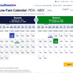 Southwest Airlines Low Fare Calendar 2025 Dates Madison F Laseron