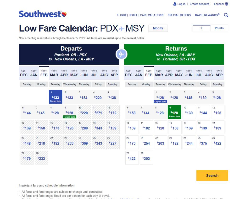 Southwest Airlines Low Fare Calendar 2025 Dates Madison F Laseron