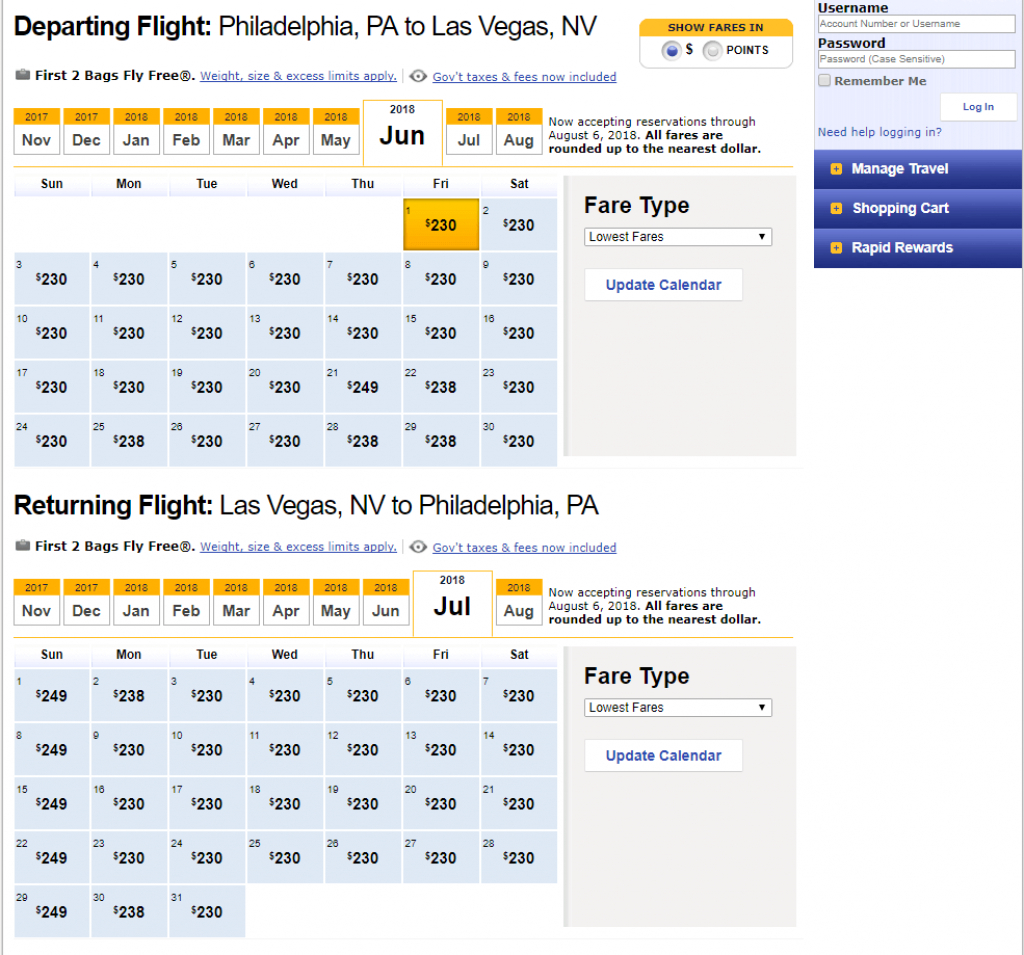 Southwest Low Fare Calendar 2025 October 24 Anna Downey