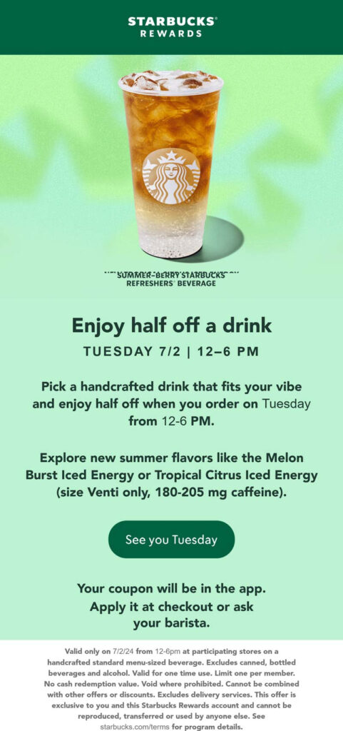 Starbucks July 2024 Coupons And Promo Codes 