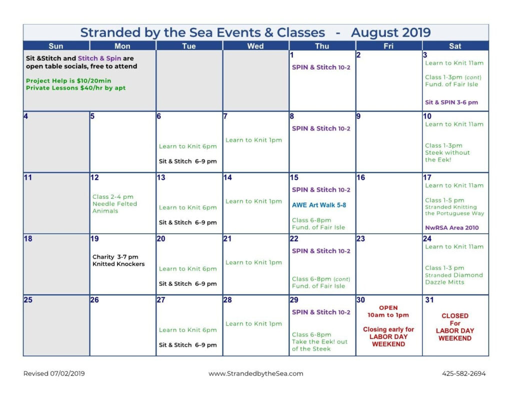 Stranded News Calendar Of Events August 2019 Stranded By The Sea