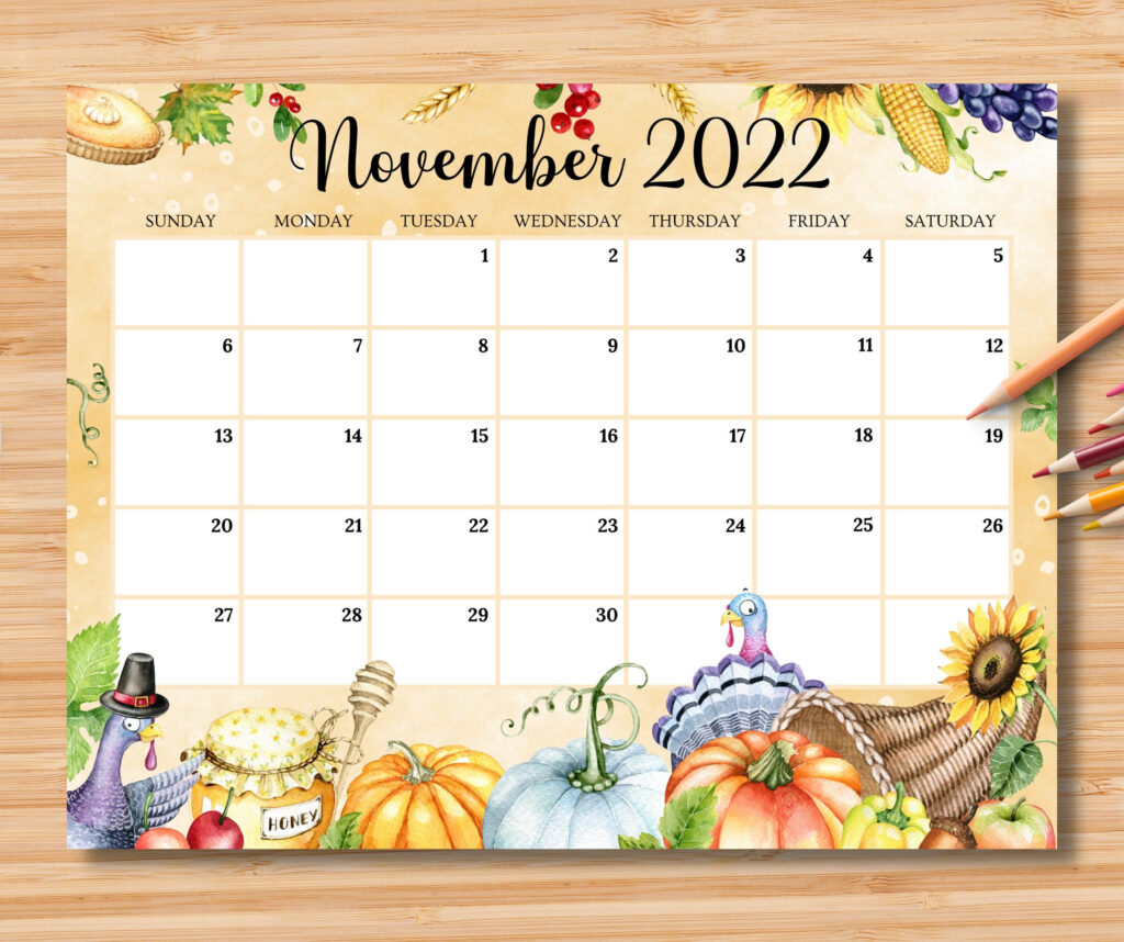 Thanksgiving Planner Happy Thanksgiving Monthly Calendar Planner 