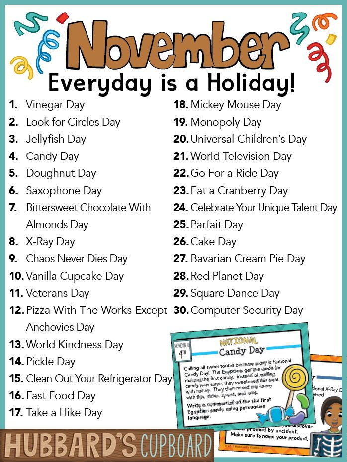 The Holidays Calendar For November Is Shown