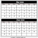 Three Month Calendar May June July 2020 June Calendar Printable August