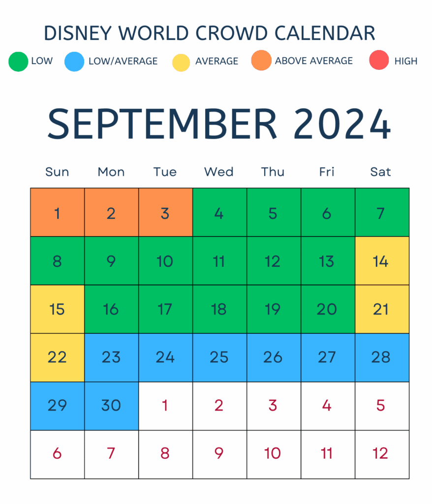 Walt Disney World Crowd Calendar September 2024 Marje Coraline