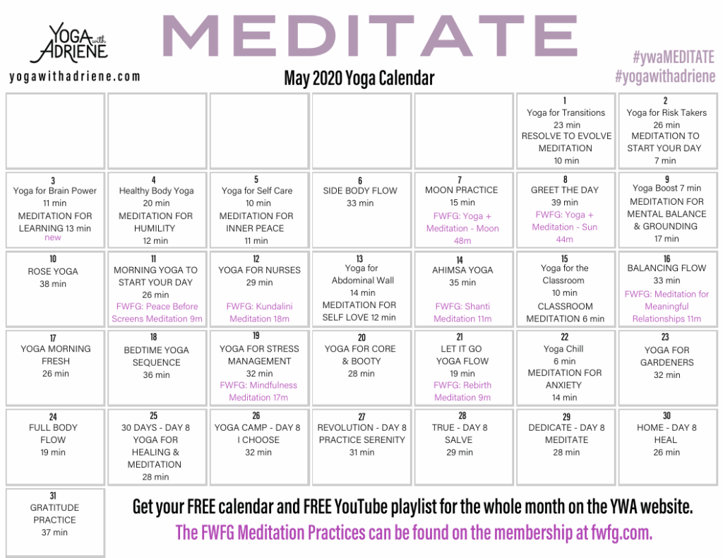 Yoga With Adriene Calendar August 2025 Edward Krischock