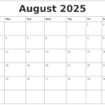 Your Information To Printable August 2025 Calendars In PDF Group And